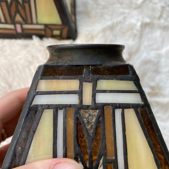 Tiffany Style Stained Glass Pendant Lamp Shades Set of 4 Square Iridescent 5" - Picture 8 of 16